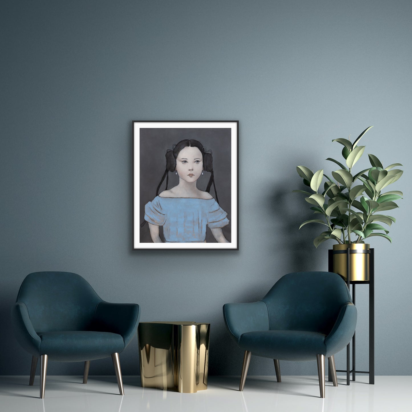 Woman in blue